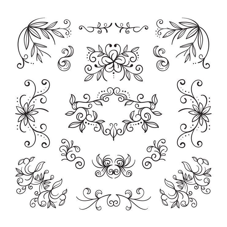 Free Vector hand drawn wedding album ornaments