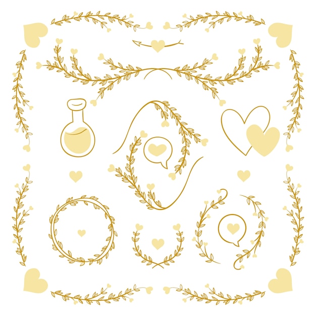 Free vector hand drawn wedding album ornaments