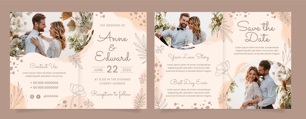 Free vector hand drawn wedding brochure