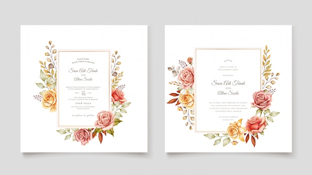 Hand drawn wedding card template