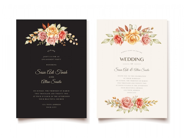 Hand drawn wedding card template