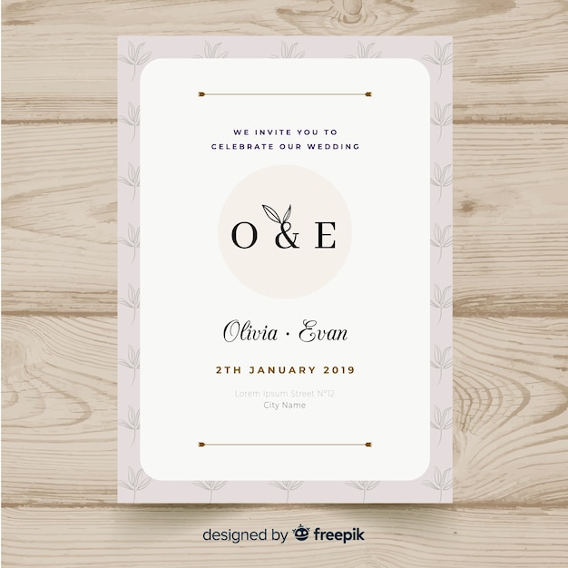 Hand drawn wedding card template