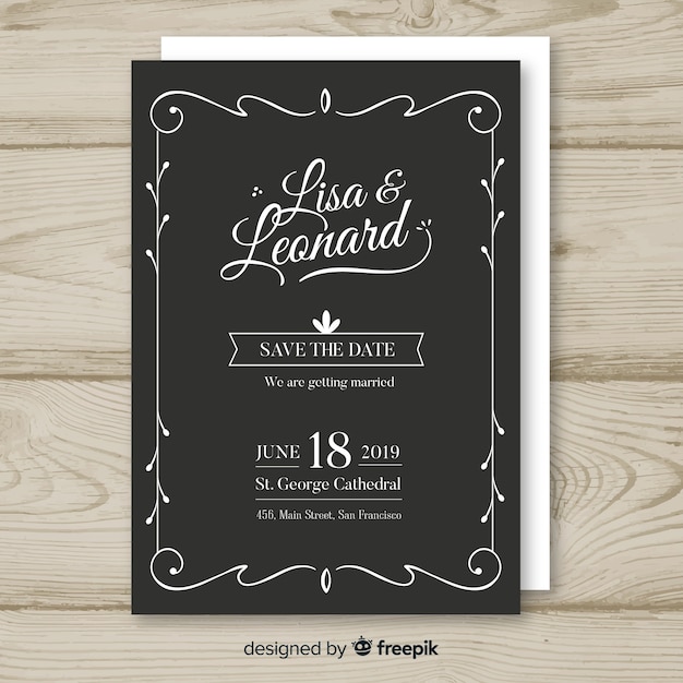 Hand drawn wedding card template