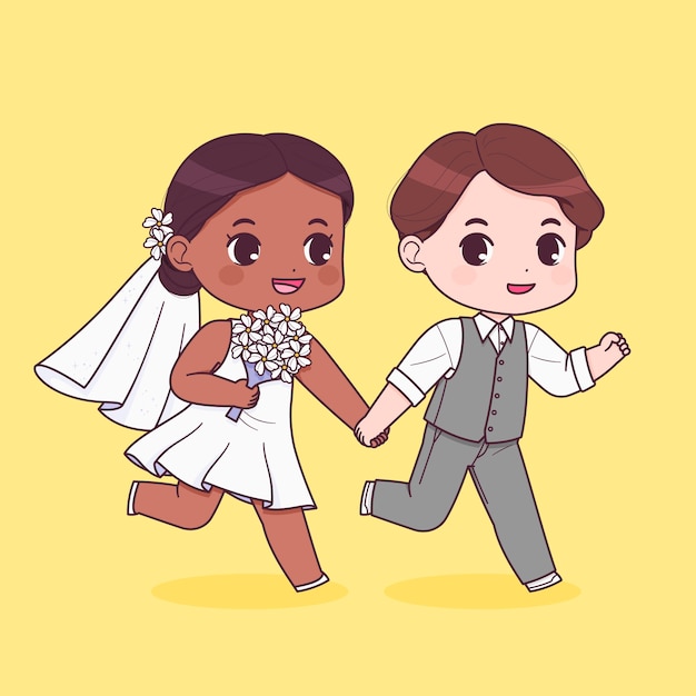 Hand drawn  wedding cartoon illustration