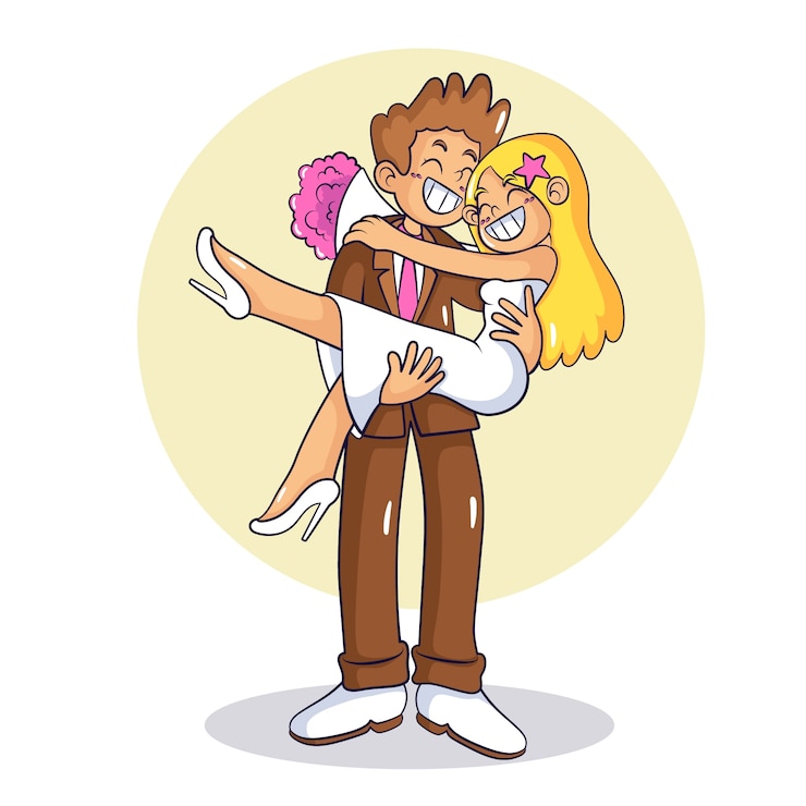 Free Vector hand drawn wedding  cartoon illustration