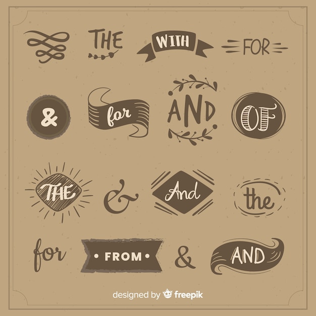 Hand drawn wedding catchword collection