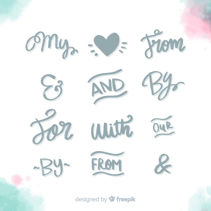 Free Vector hand drawn wedding catchword collection