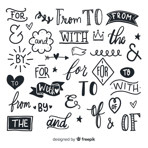 Free vector hand drawn wedding catchword collection