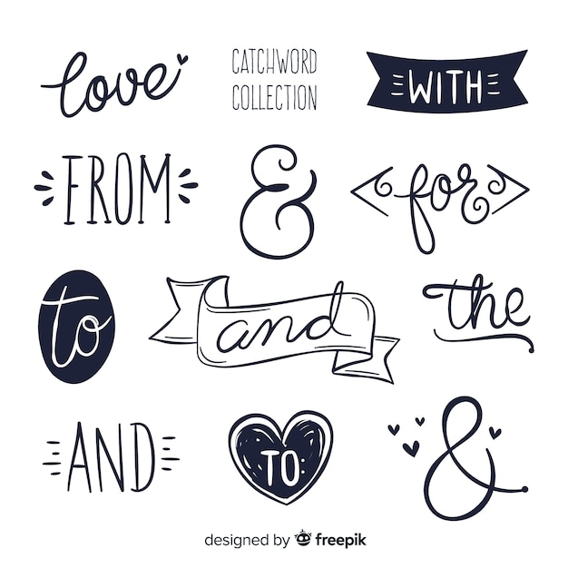 Hand drawn wedding catchword collection