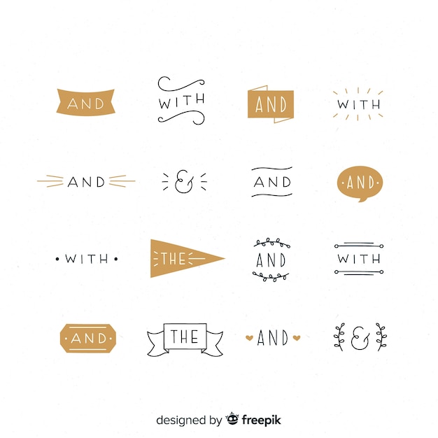 Free vector hand drawn wedding catchword collection