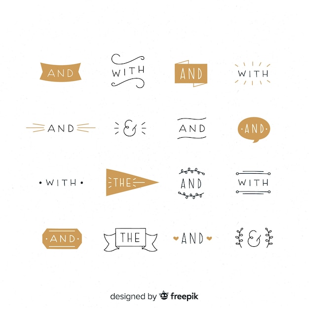 Hand drawn wedding catchword collection