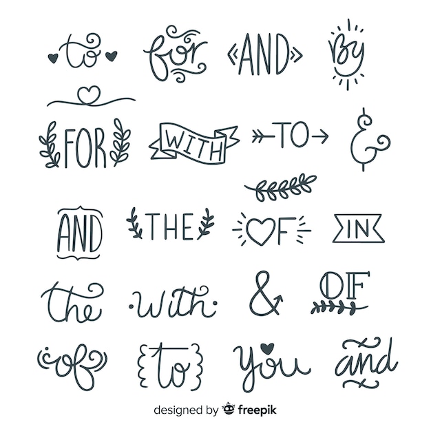 Hand drawn wedding catchword collection