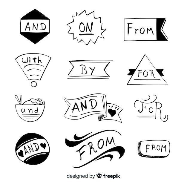 Hand drawn wedding catchword collection