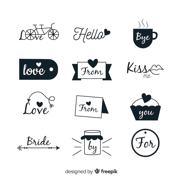 Hand drawn wedding catchword collection