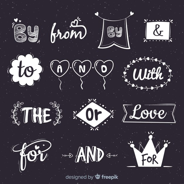 Hand drawn wedding catchword collection