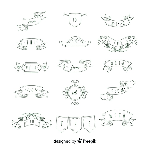 Free vector hand drawn wedding catchword collection