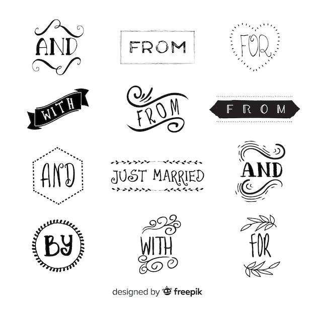 Hand drawn wedding catchword collection