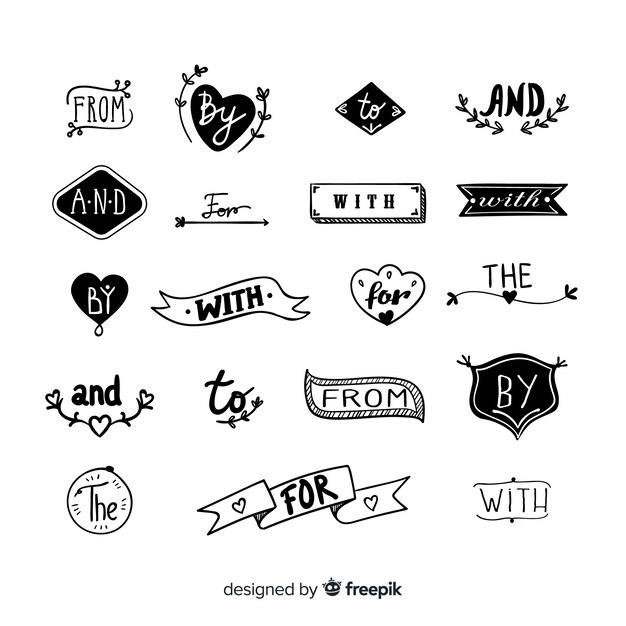 Hand drawn wedding catchword collection