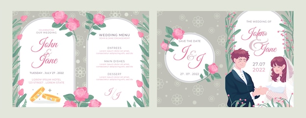 Free vector hand drawn wedding celebration brochure