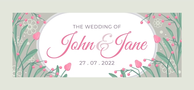 Hand drawn wedding celebration facebook cover