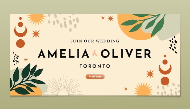 hand drawn wedding celebration horizontal banner
