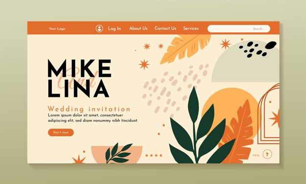 Hand drawn wedding celebration landing page