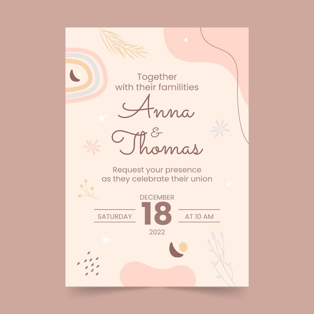 Free vector hand drawn wedding celebration poster template