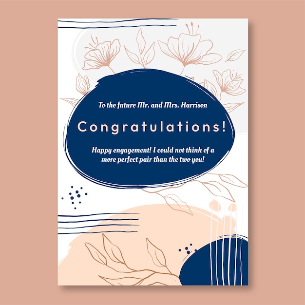 Free vector hand drawn wedding congratulations card