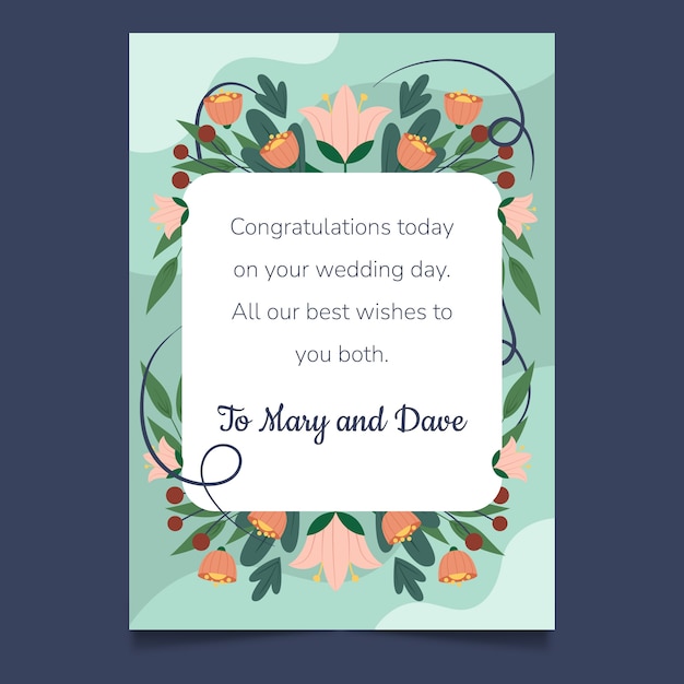 Hand drawn wedding congratulations card