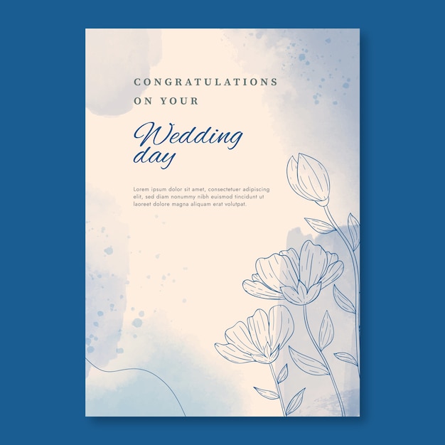 Hand drawn wedding congratulations card Premium Vector