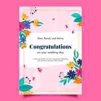 Free vector hand drawn wedding congratulations card