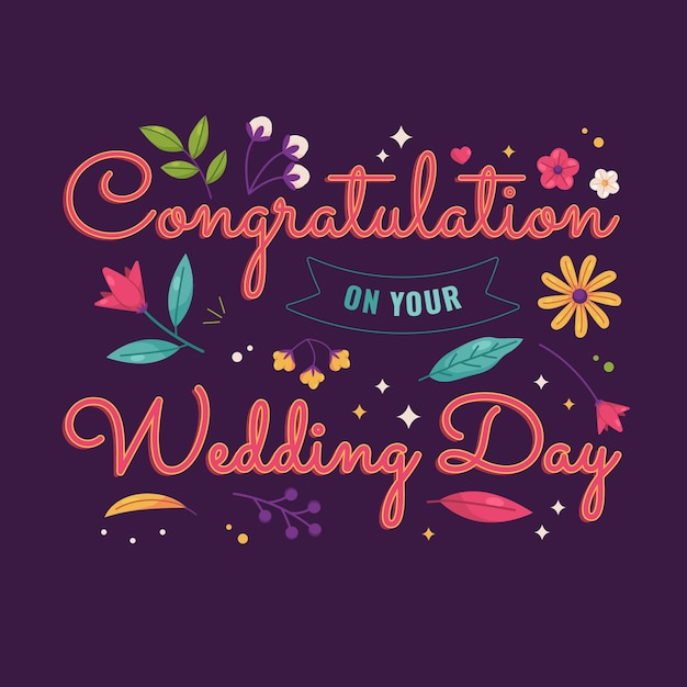 Free vector hand drawn wedding congratulations lettering