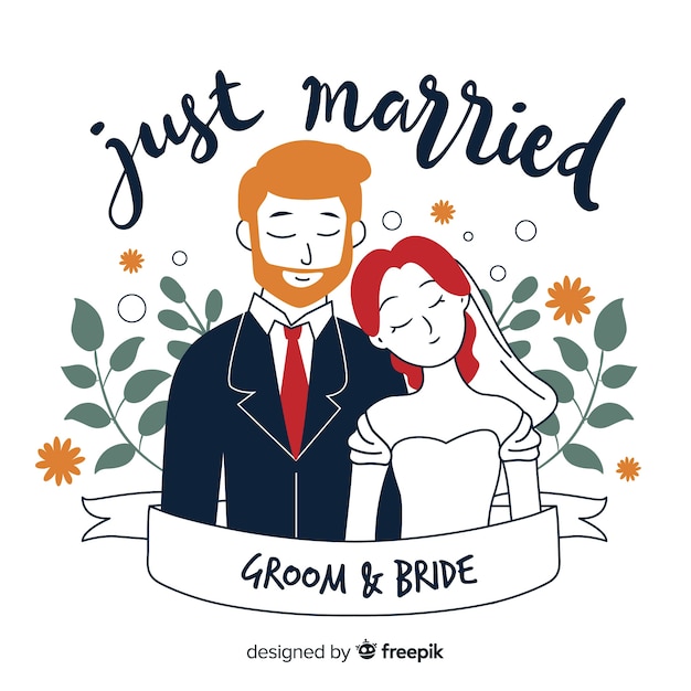 Free vector hand drawn wedding couple background