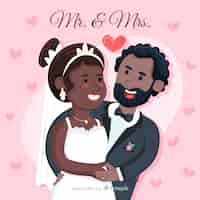 Free vector hand drawn wedding couple background