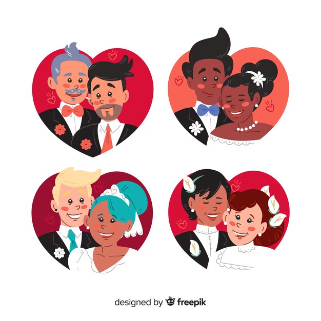 hand drawn wedding couple collection