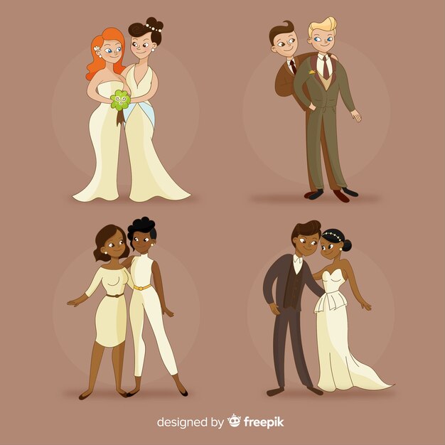 Hand drawn wedding couple collection