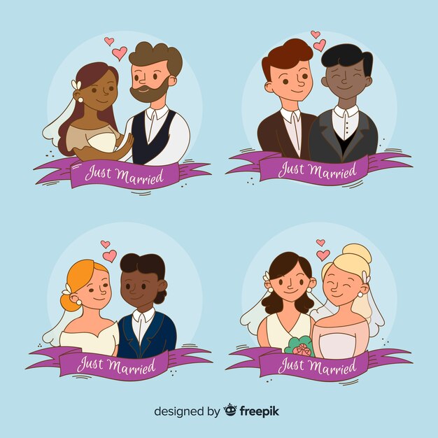 hand drawn wedding couple collection