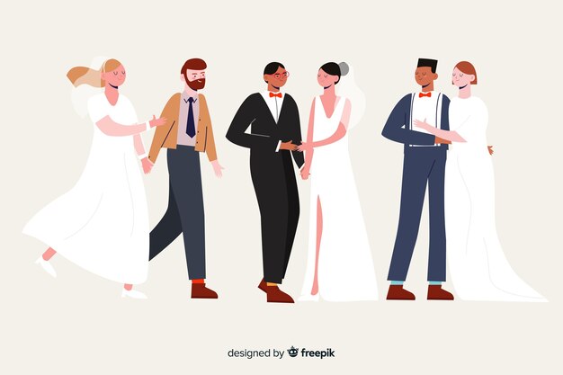 Hand drawn wedding couple collection