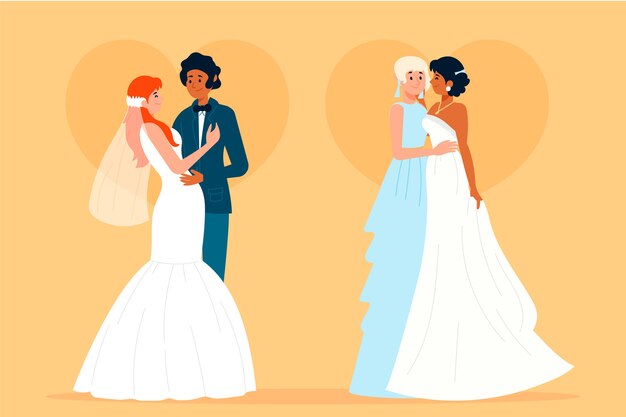 Hand-drawn wedding couples concept