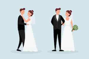 無料ベクター 手描きの結婚式のカップル