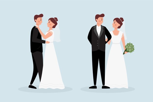 Hand drawn wedding couples