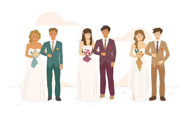 手描きの結婚式のカップル