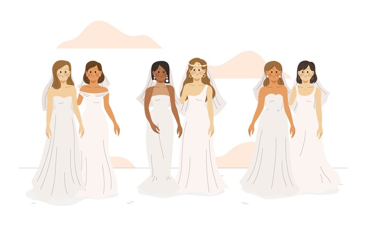 無料Vector 手描きの結婚式のカップル