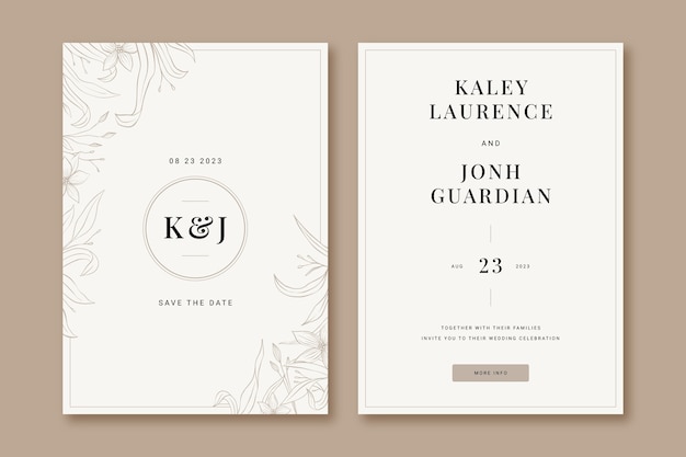 Free vector hand drawn wedding digital invitation template