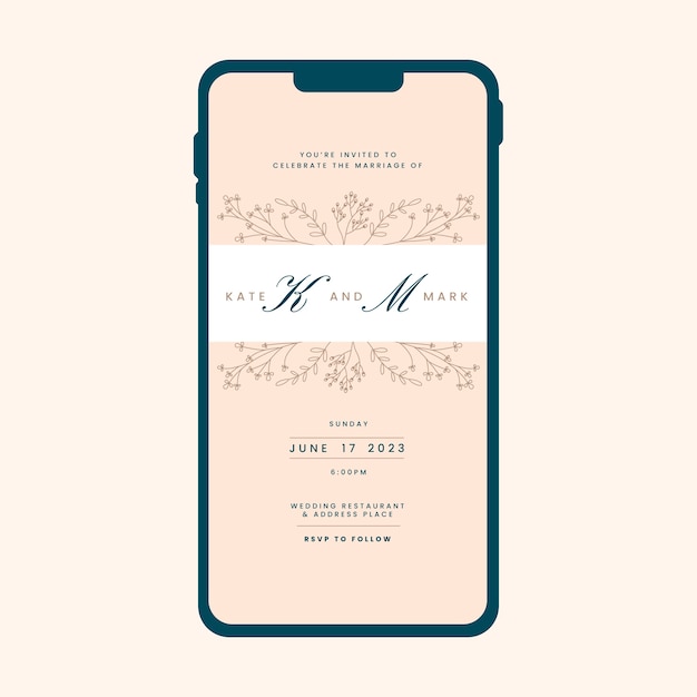 手描きの結婚式のデジタル招待状