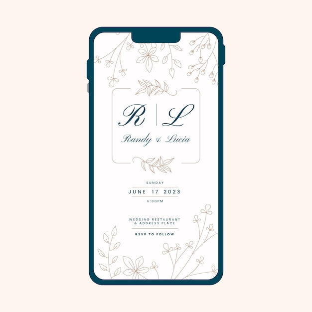 Free vector hand drawn wedding digital invitation