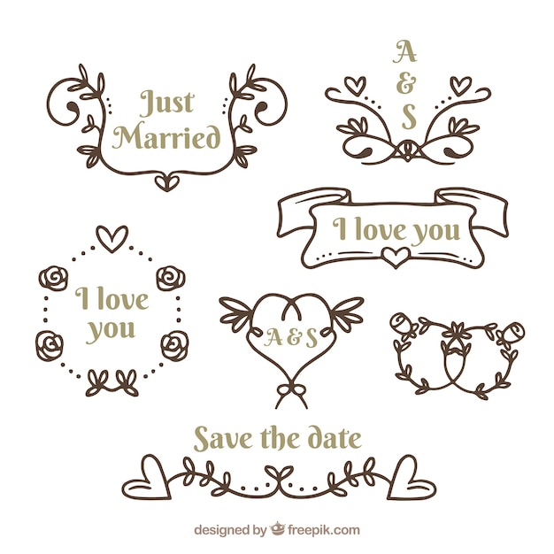 Hand drawn wedding elements