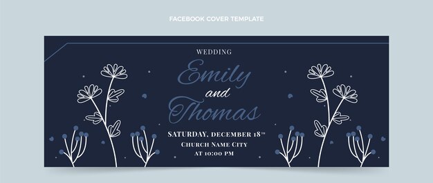 Hand drawn wedding facebook cover template