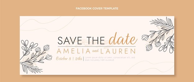 Hand drawn wedding facebook cover