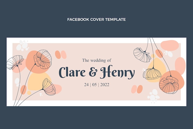 Vettore gratuito copertina facebook di matrimonio disegnata a mano